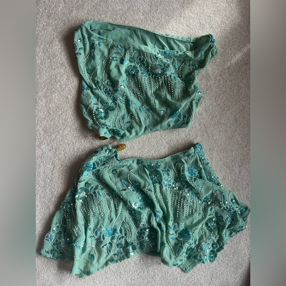 Peppermayo Teal Embellished Mini Dress